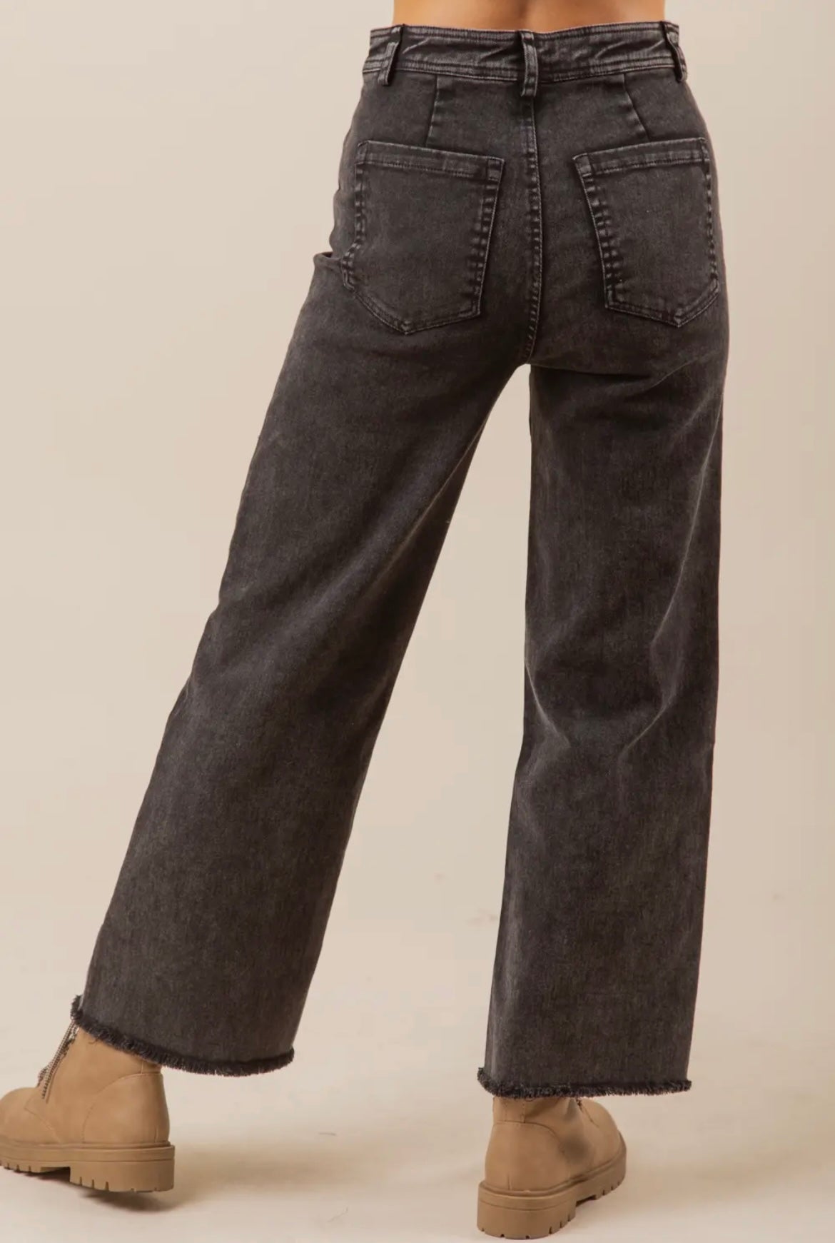 Washed Straight Wide-Leg Jean