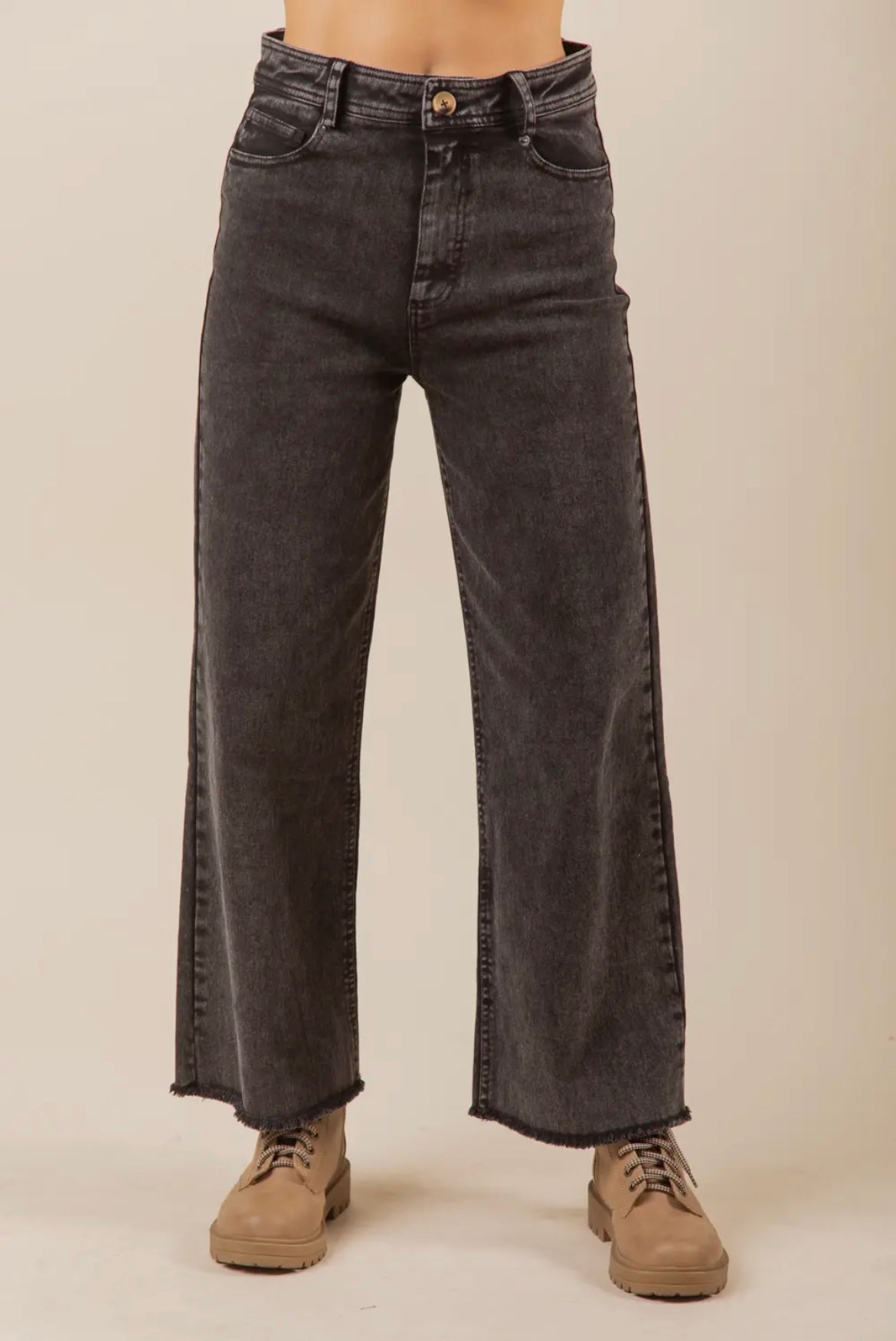 Washed Straight Wide-Leg Jean