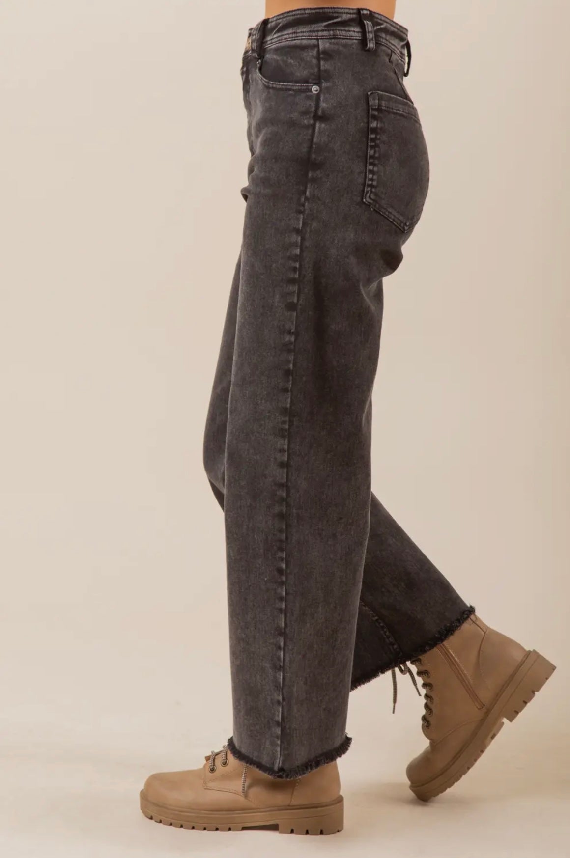 Washed Straight Wide-Leg Jean